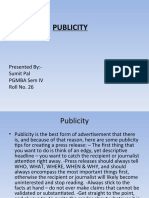 Publicity: Presented By:-Sumit Pal Pgmba Sem Iv Roll No. 26