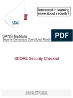 SANS Institute: SCORE Security Checklist