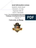 University of Jhang: Management Information Systems
