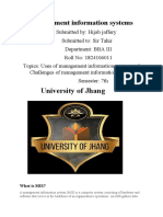University of Jhang: Management Information Systems