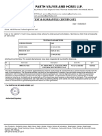 Parth Valves and Hoses LLP.: Test & Guarantee Certificate