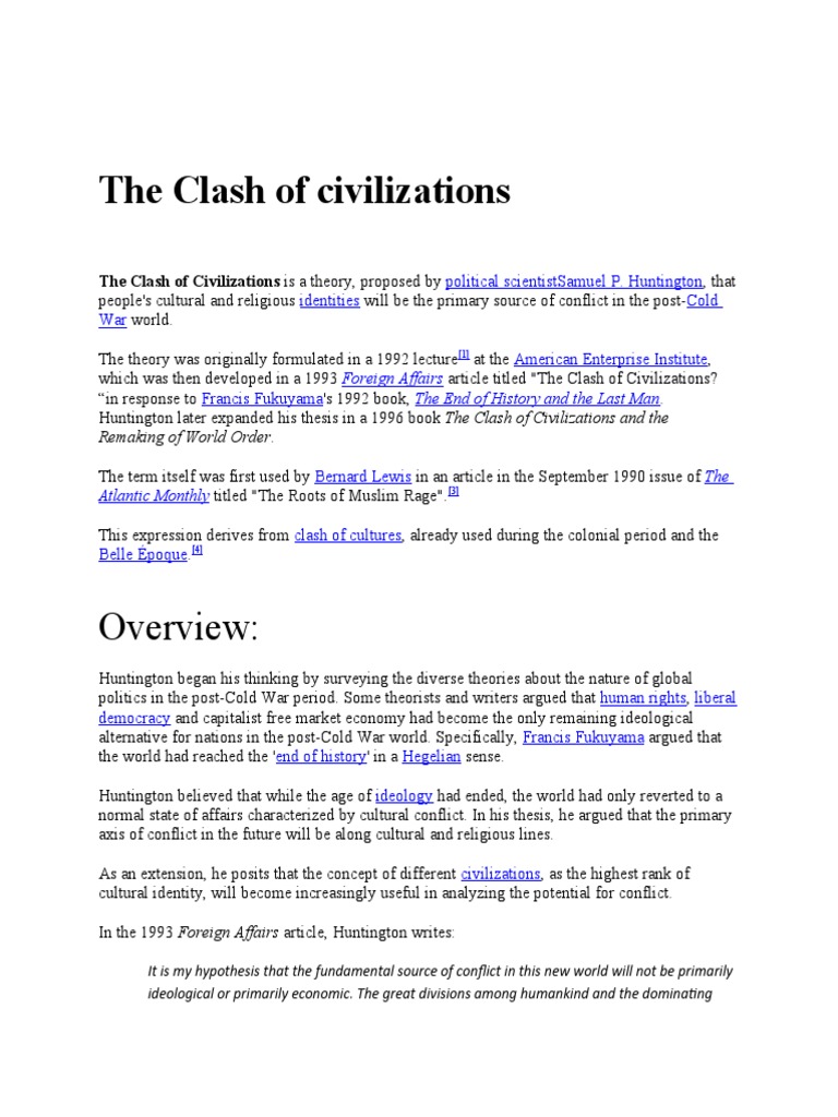 clash of civilizations thesis definition ap gov