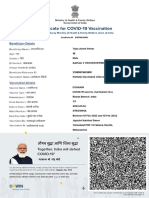 COVID vaccination certificate for Tejas Ashok Pawar