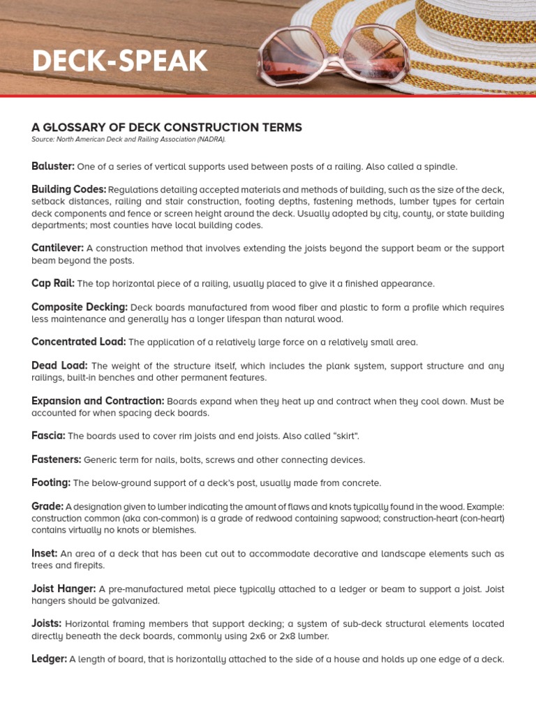 DeckSpeak A Glossary of Deck Construction Terms PDF Lumber Stairs