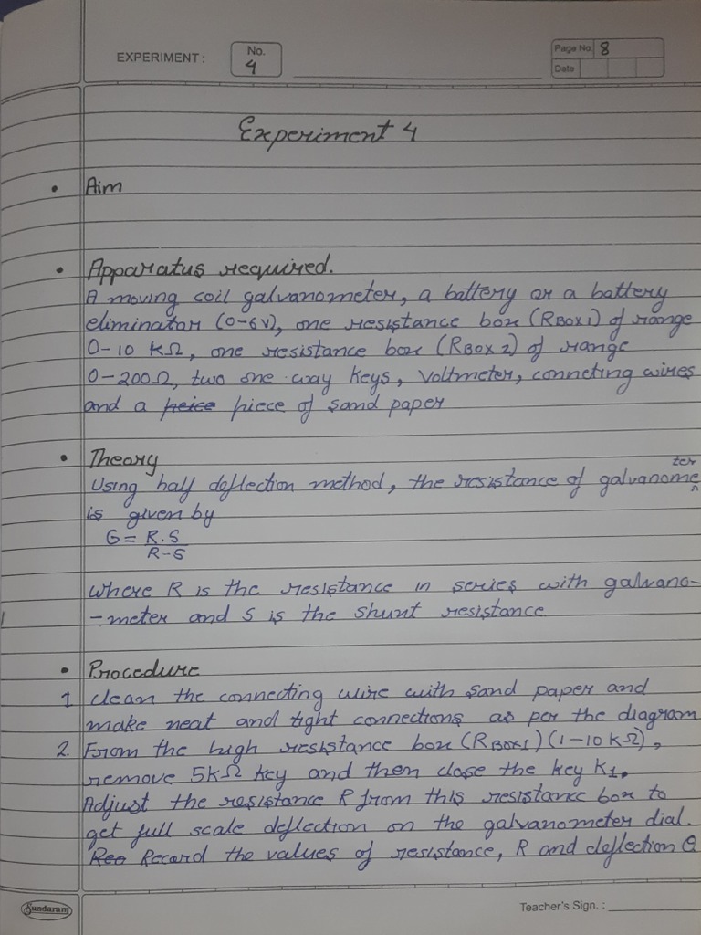 Galvanometer Experiment | PDF