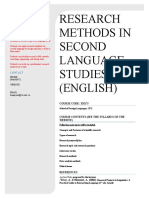 Research Methods in Second Language Studies (English) : Main Goals
