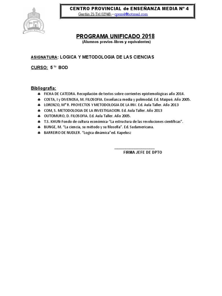 Lógica y Metodología de las Ciencias 2018 | PDF