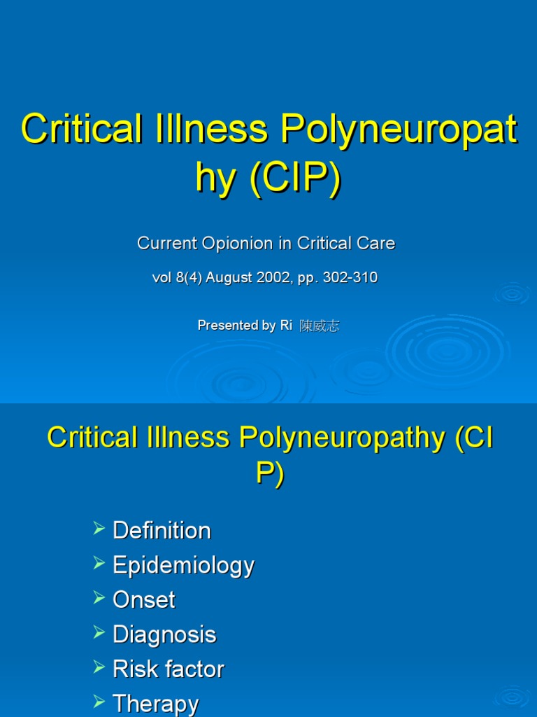 Critical Illness Polyneuropathy Overview | PDF | Human Diseases And ...