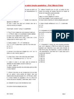 Lista de Exercícios Sobre Funções 2º Grau