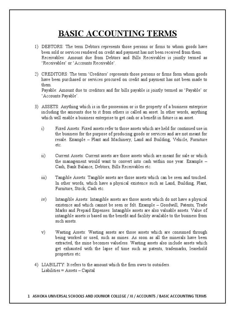 Basic Accounting Terms | PDF | Expense | Revenue