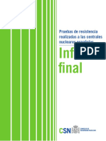Informe Final: Pruebas de Resistencia Realizadas A Las Centrales Nucleares Españolas