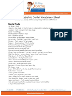 Kid Talk: Pediatric Dental Vocabulary Sheet