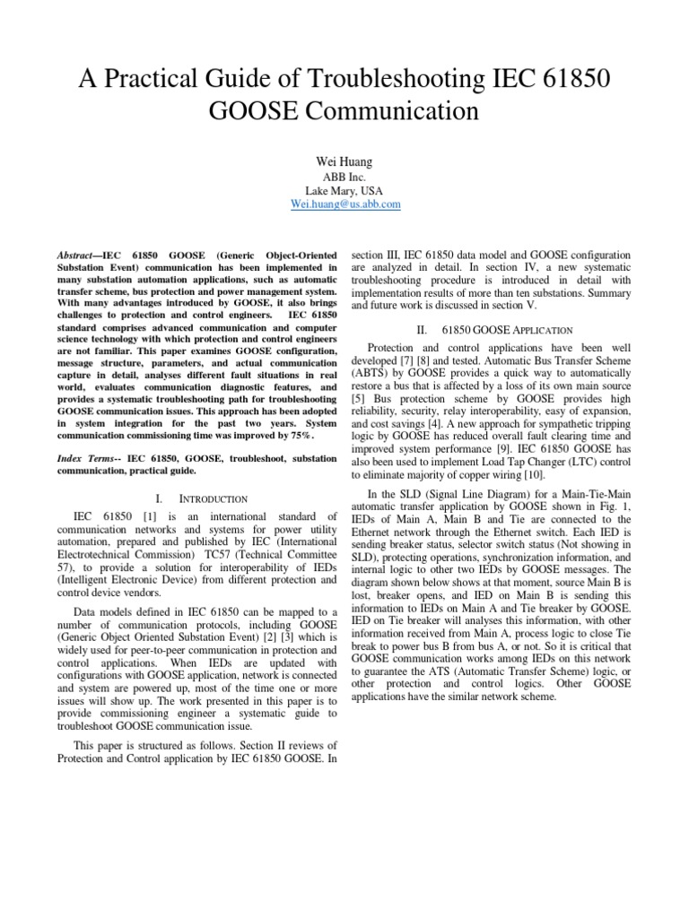 Troubleshooting IEC 61850 GOOSE Communication | PDF | Computer Network ...