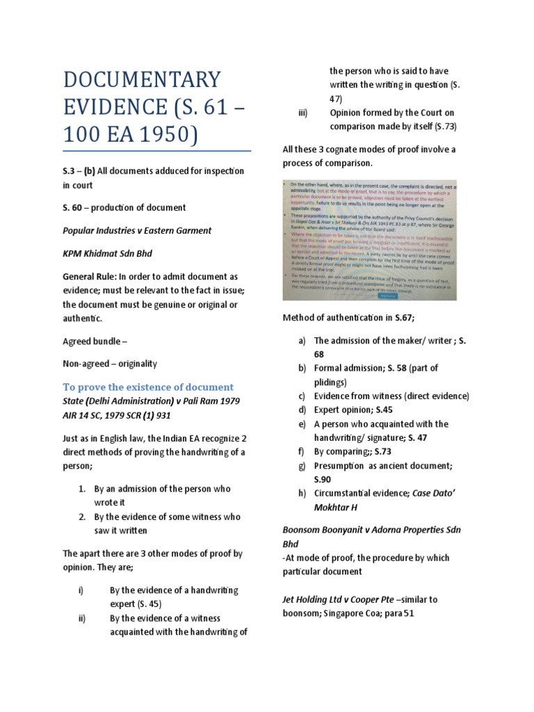 Evidence II Notes | PDF | Estoppel | Lease