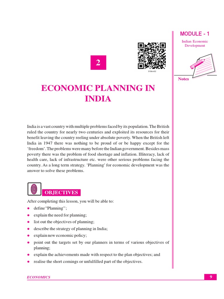 Economic Planning in India Module 1 PDF Economic Growth Labour