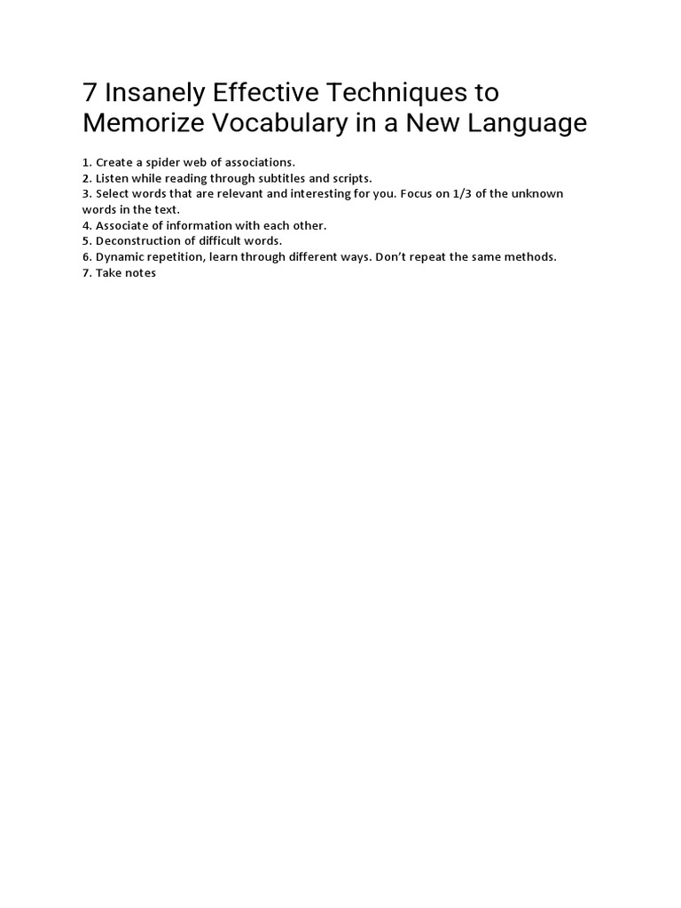 7 Insanely Effective Techniques To Memorize Vocabulary in A New ...