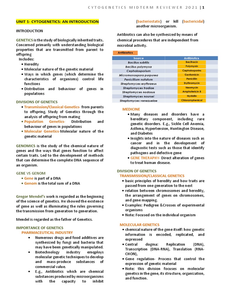 Unit 1-Cytogenetics: An Introduction: Genetics | PDF | Cell (Biology ...