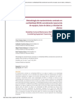 Metodología de Mantenimiento Centrado en Confiabilidad (RCM) Considerando Taxonomía de Equipos, Base de Datos y Criticidad de Efectos