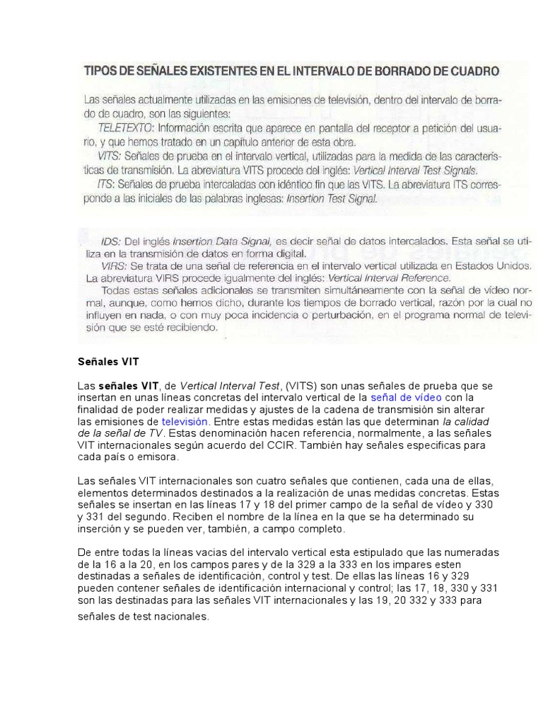 Señales VIT: Pruebas de Calidad de TV | PDF | Tecnología de información ...