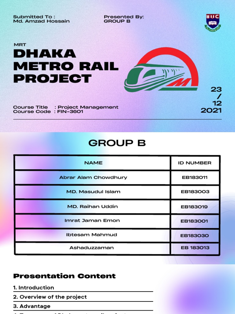 MRT Project of Dhaka | PDF | Transport | Rapid Transit