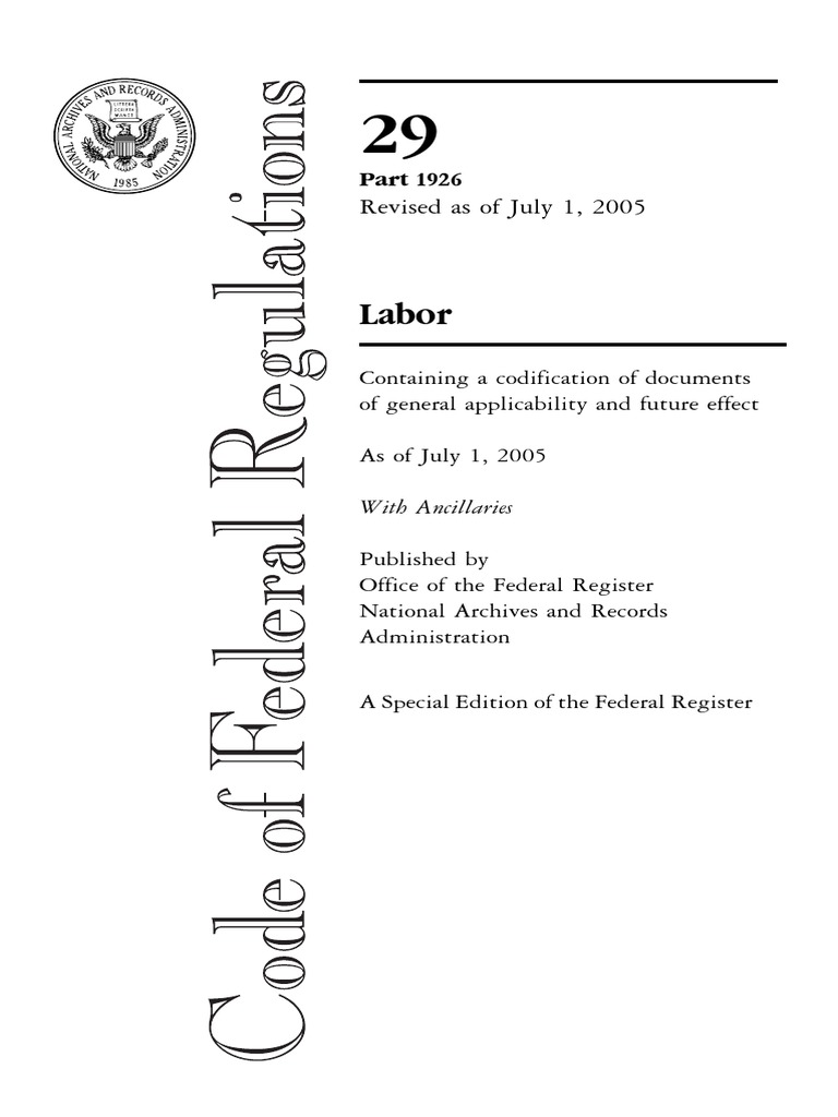 Osha 1926 PDF Code Of Federal Regulations United States Code