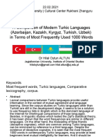 A Comparison of Modern Turkic Languages (Azerbaijan, Kazakh, Kyrgyz, Turkish, Uzbek) in Terms of Most Frequently Used 1000 Words