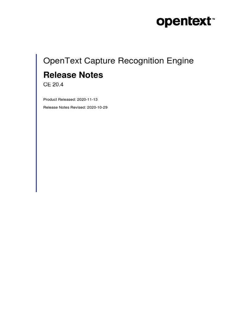 Opentext Capture Recognition Engine Release Notes | PDF | Computer File ...