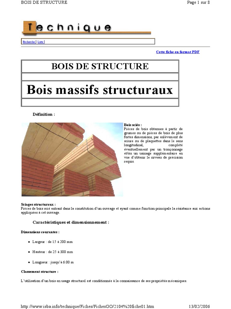 Caractéristiques du Bois de Structure | PDF | Bois (matériau de ...