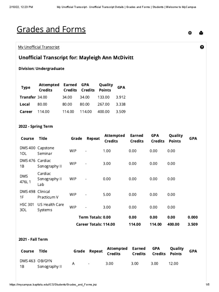 My Unofficial Transcript - Unofficial Transcript Details Grades and ...