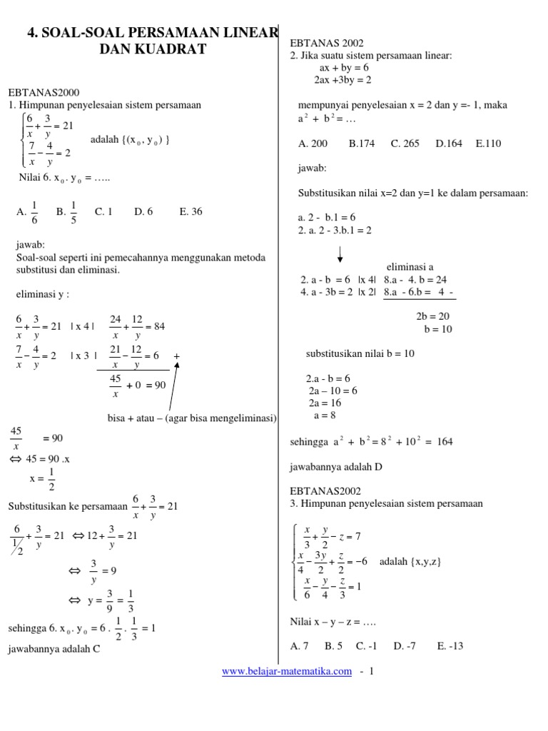 Contoh Soal Dan Jawaban Program Linear Model Matematika ...