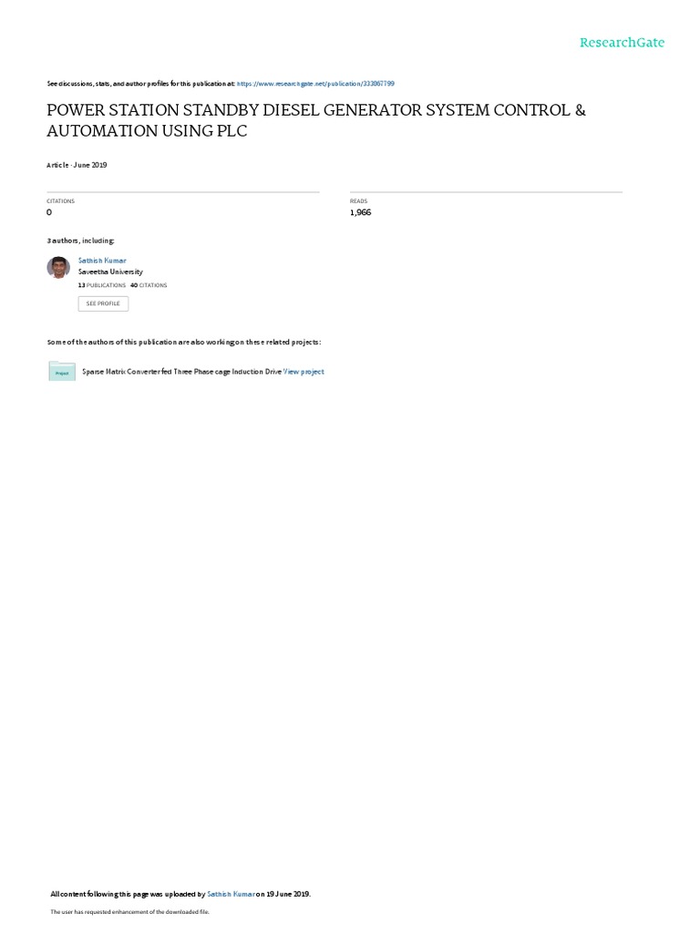Diesel Generator Control Automation PLC | PDF | Programmable Logic ...