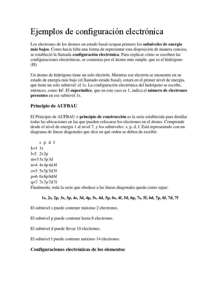 Ejemplos De Configuración Electrónica Descargar Gratis Pdf