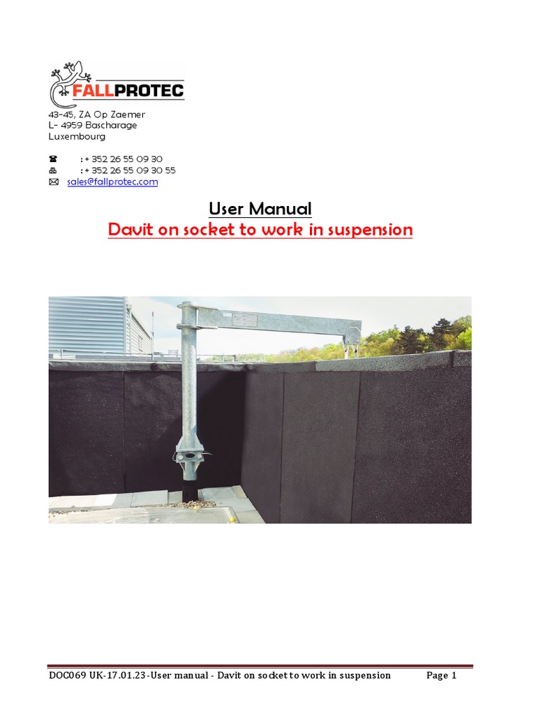 Davit User Manual for Suspension Work | PDF | Screw | Manufactured Goods