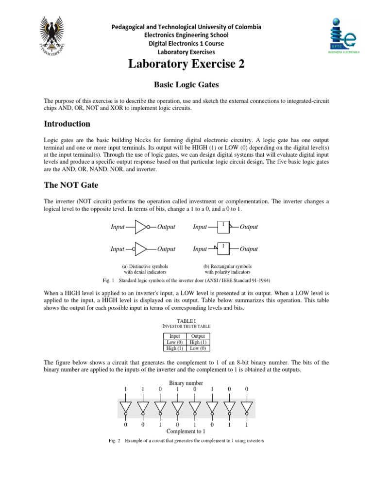 Laboratory Exercise 2 Basic Logic Gates | PDF | Logic Gate | Digital ... image.