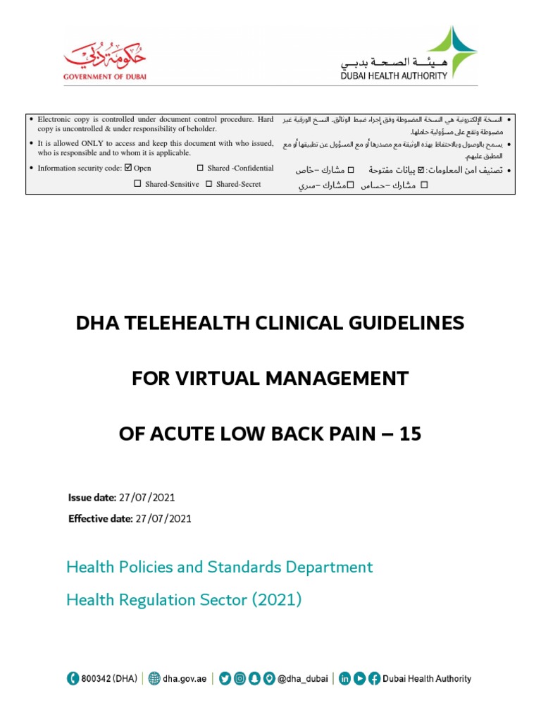 15 DHA Telehealth Clinical Guidelines For Virtual Management of Acute