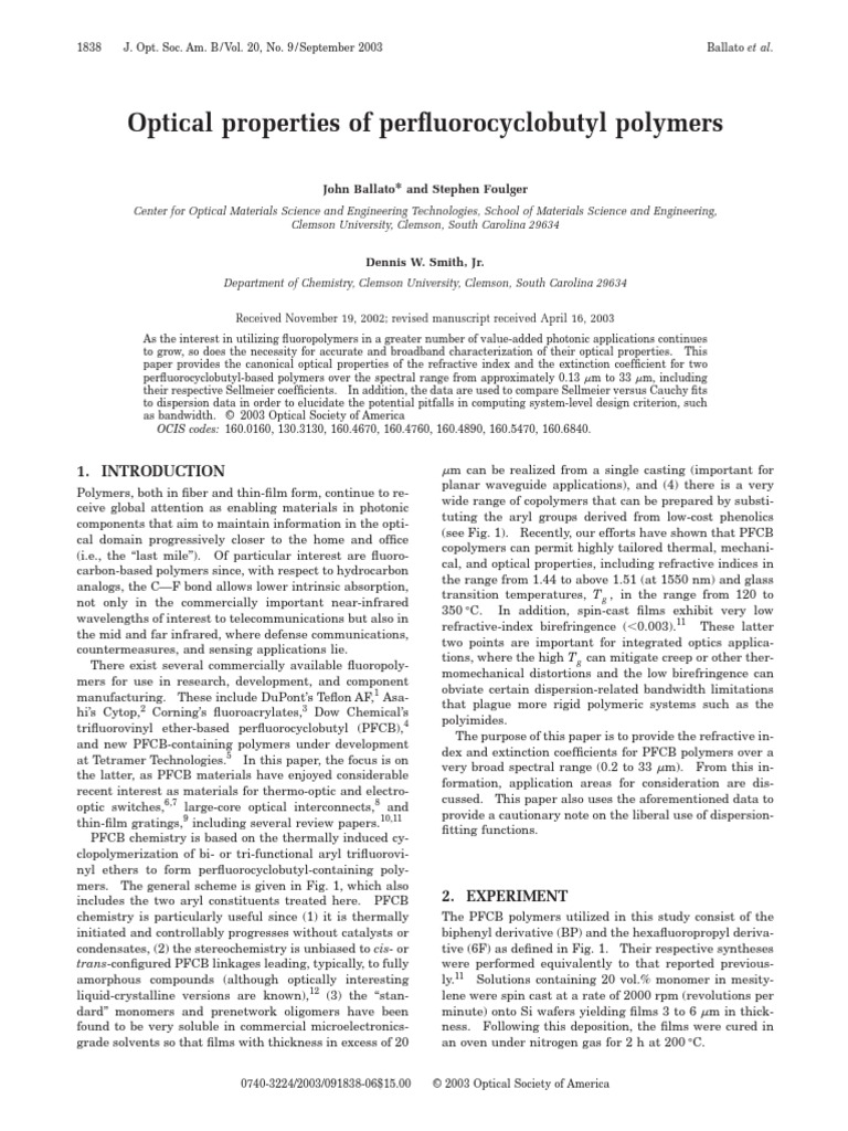 33 - J Opt Soc B 20 2003 | PDF | Refractive Index | Dispersion (Optics)