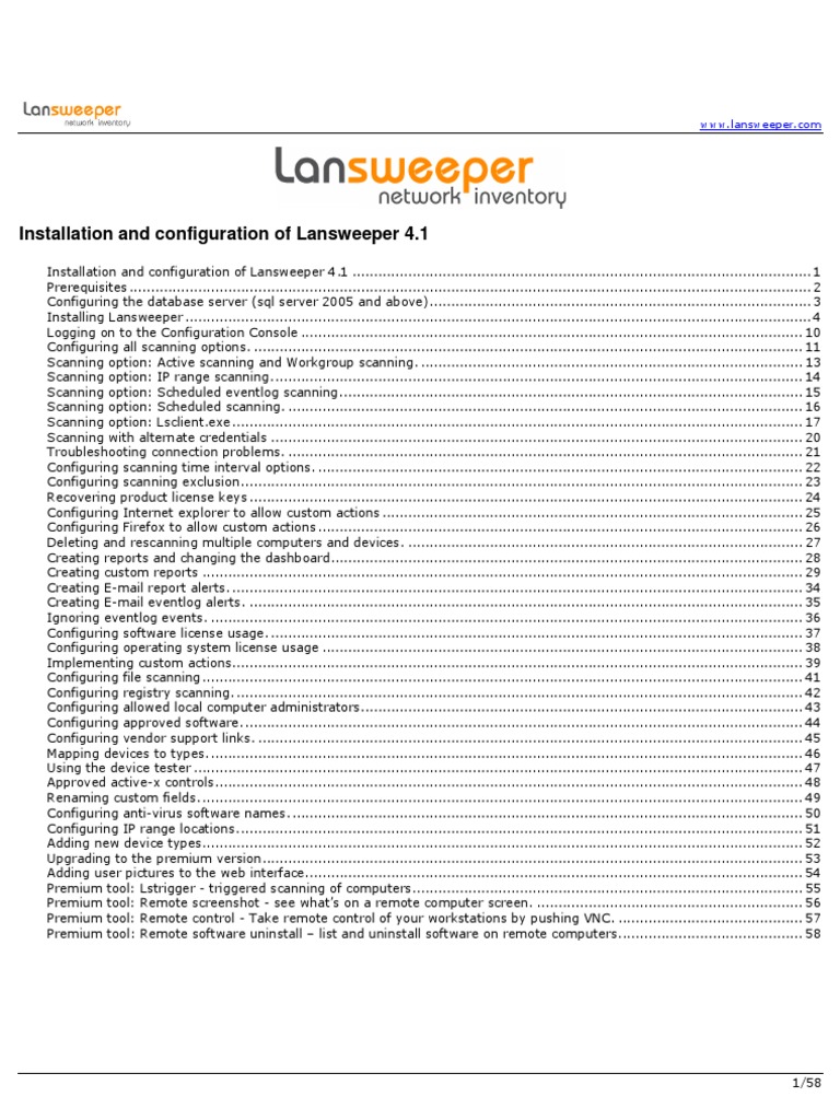 Lansweeper Documentation Pdf Active Directory Internet