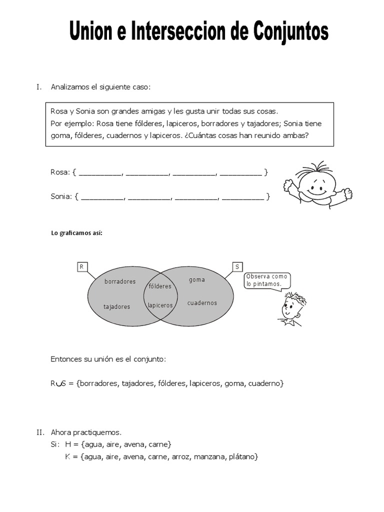 Ejercicios de unión e intersección de conjuntos | PDF | Ingredientes de ...