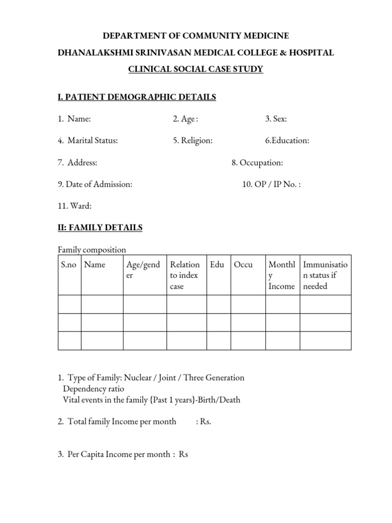 Psm Case Proforma Pdf Pregnancy Physical Examination