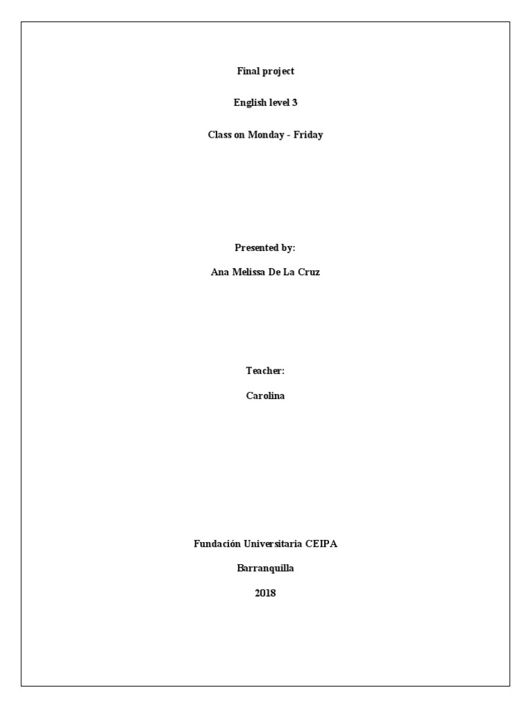 Final Project English Level 3 Class On Monday - Friday | PDF ...