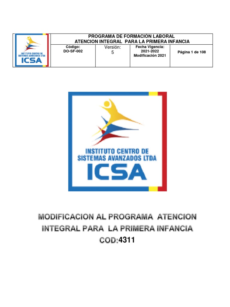 Formación en Atención Integral Infancia | PDF | Educación de la primera ...