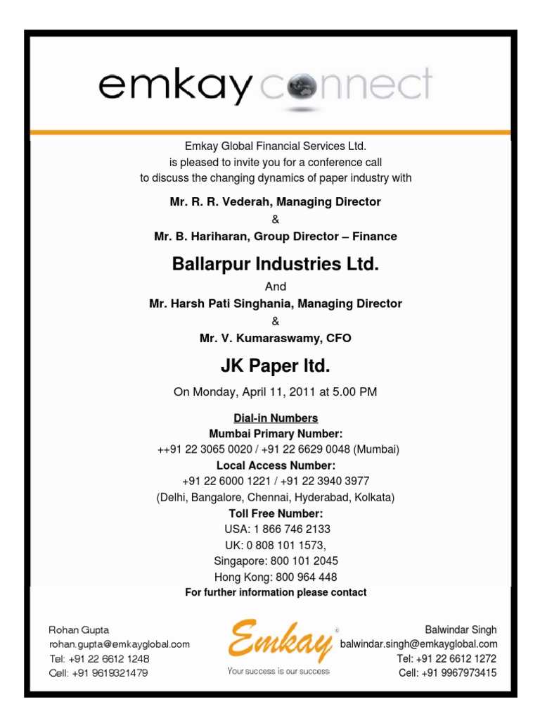 Conference Call on Paper Industry Trends | PDF | Business