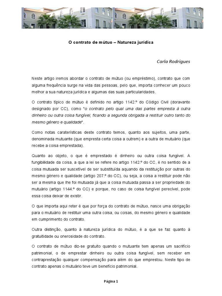 Entendendo o Contrato de Mútuo | PDF | Direito Comum | Justiça