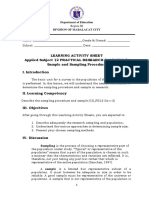 Learning Activity Sheet Applied Subject 12 PRACTICAL RESEARCH 2 (Q2-WK1-2) Sample and Sampling Procedure