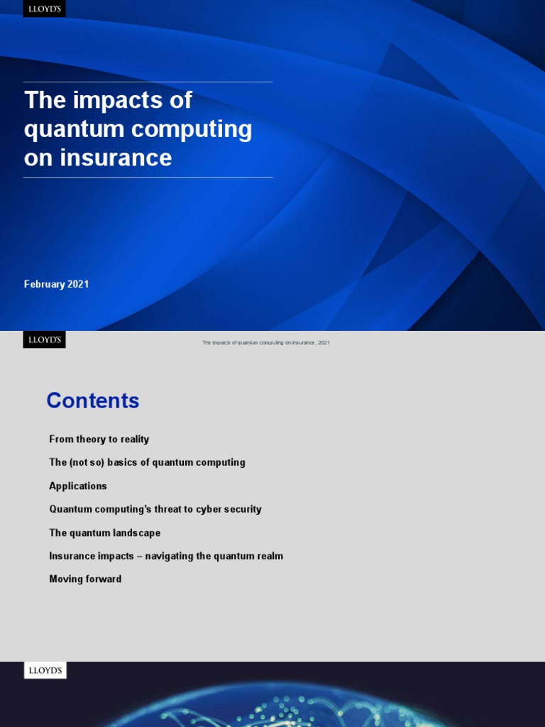 The Impacts of Quantum Computing On Insurance: February 2021 | PDF |  Quantum Computing | Computing