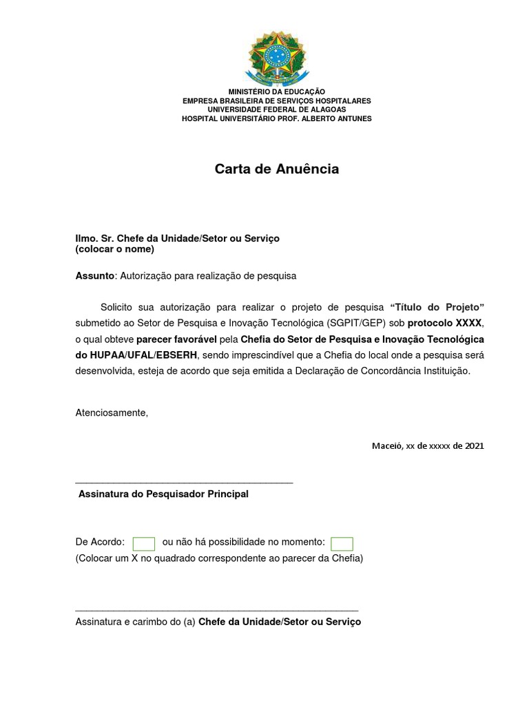 Modelo de Carta de Anuência PDF