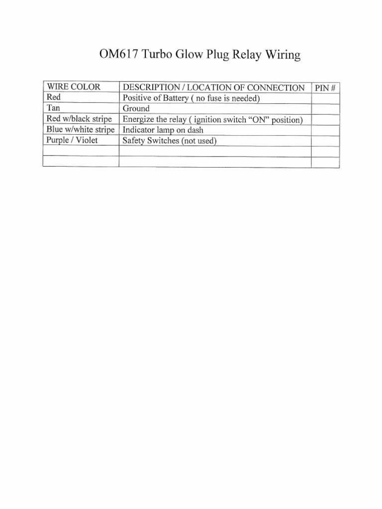 OM617 Glow Plug Relay Wiring PDF