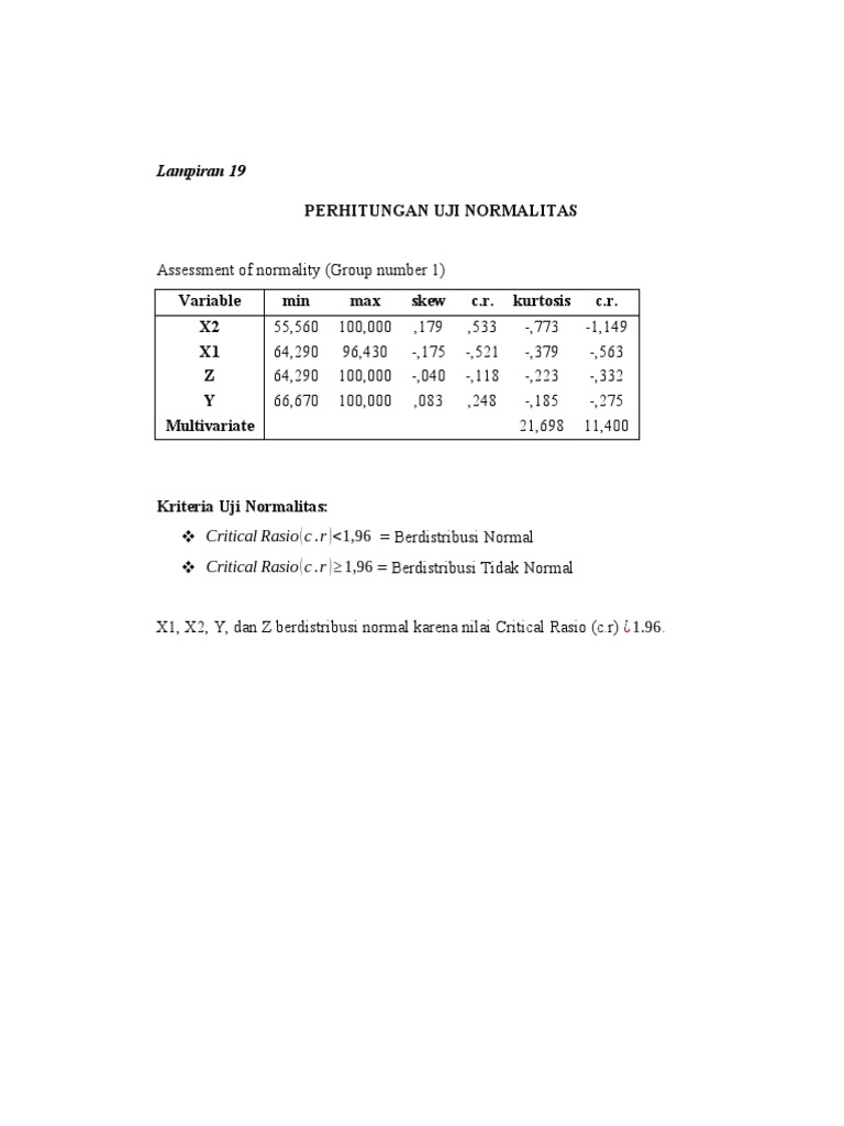 Uji Normalitas Data Variabel X dan Y | PDF
