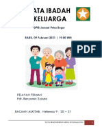 Tata Ibadah Keluarga: GPIB Jemaat Petra Bogor