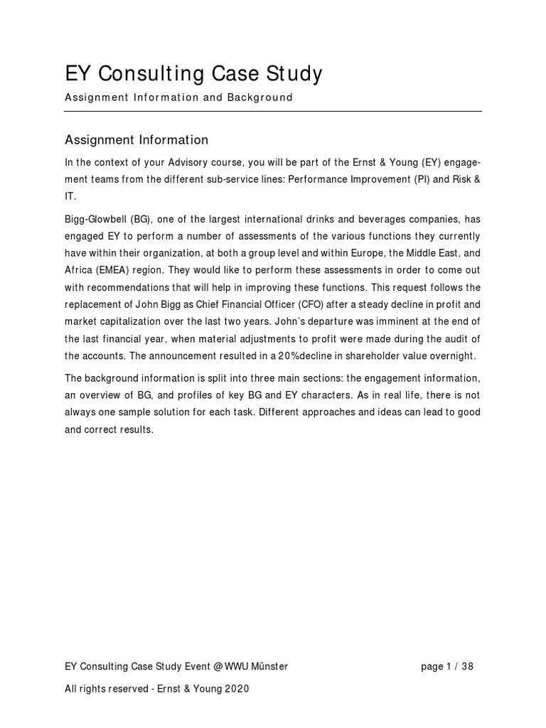 EY Consulting Case Study Assignment Information PDF Equity